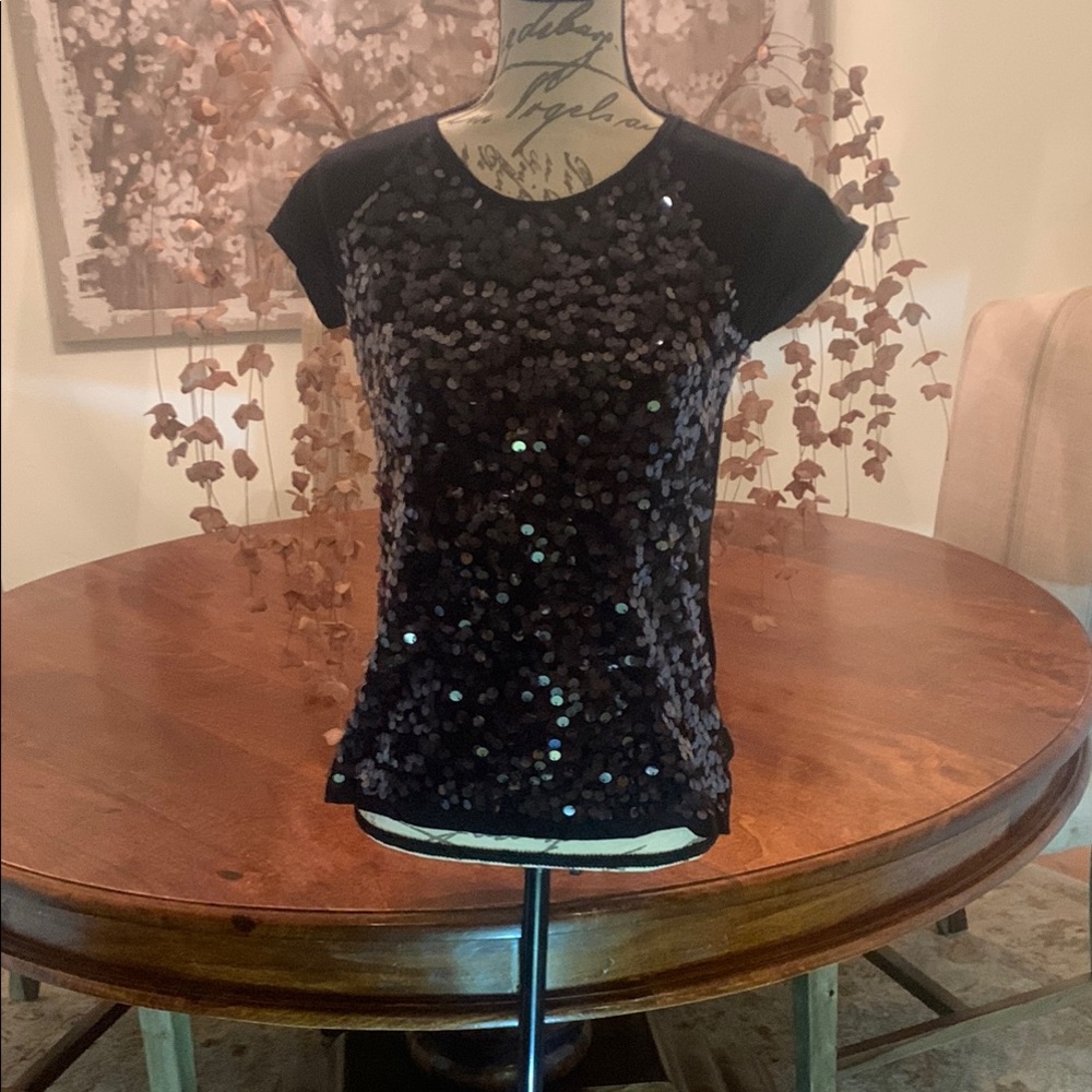Sequin Black Top